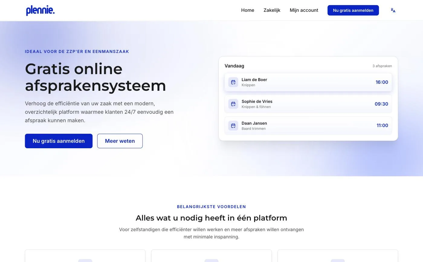 Plennie — Afsprakenplatform
