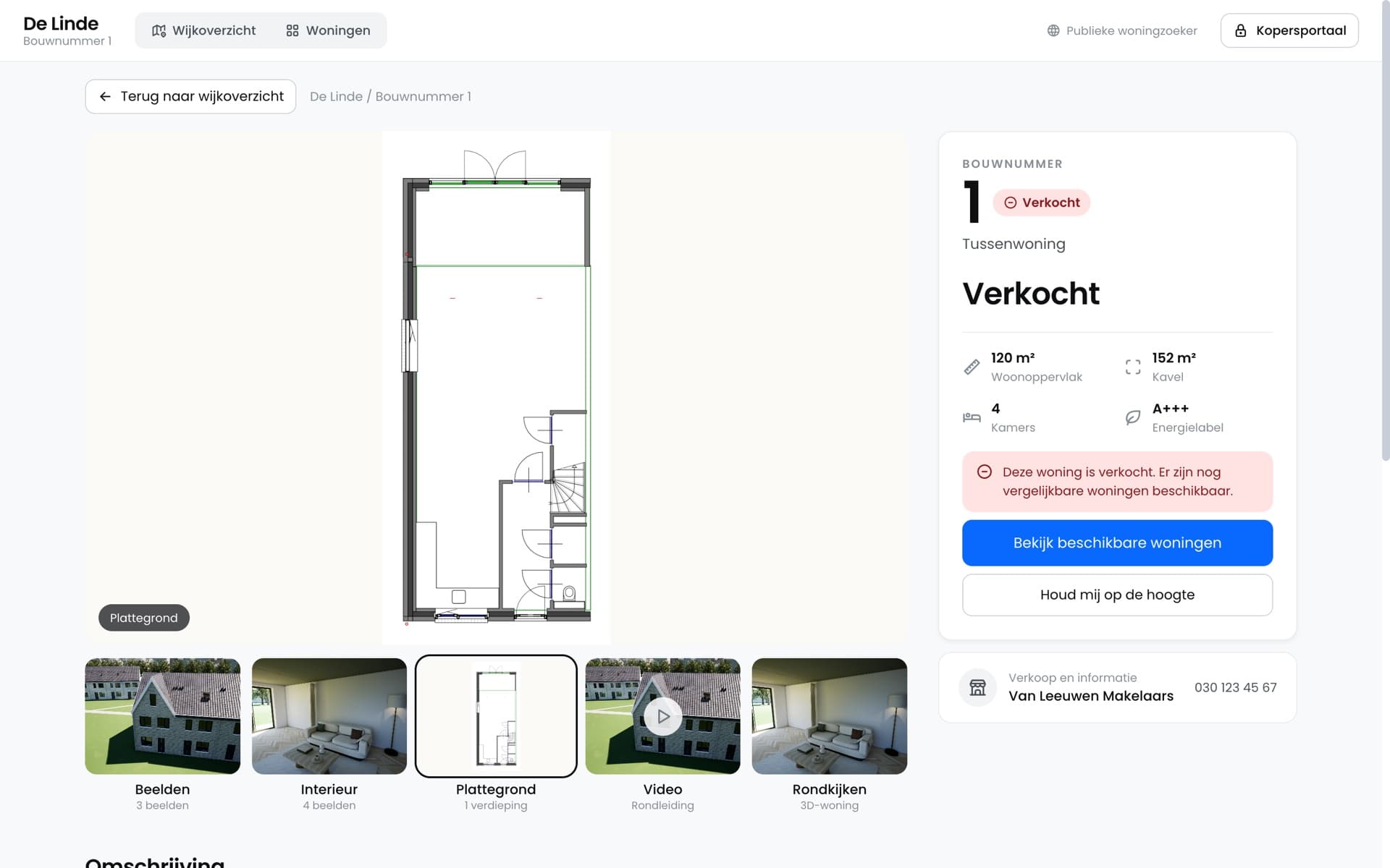 De plattegrond komt uit de Revit-basistekening van het woningtype.