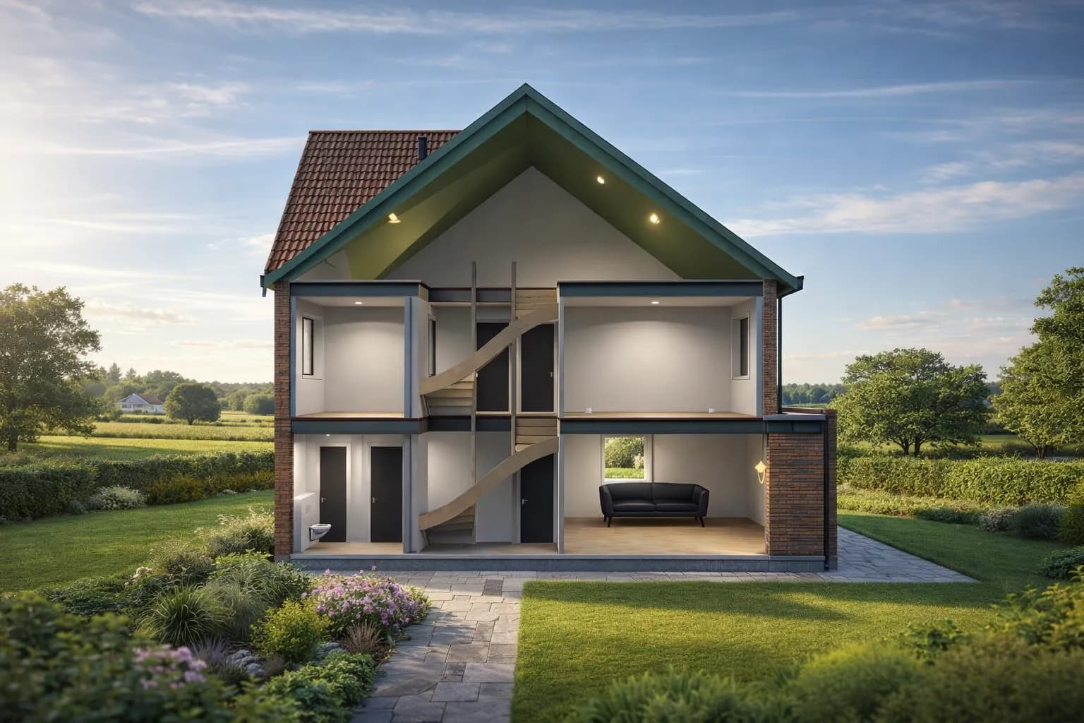 House front cross-section